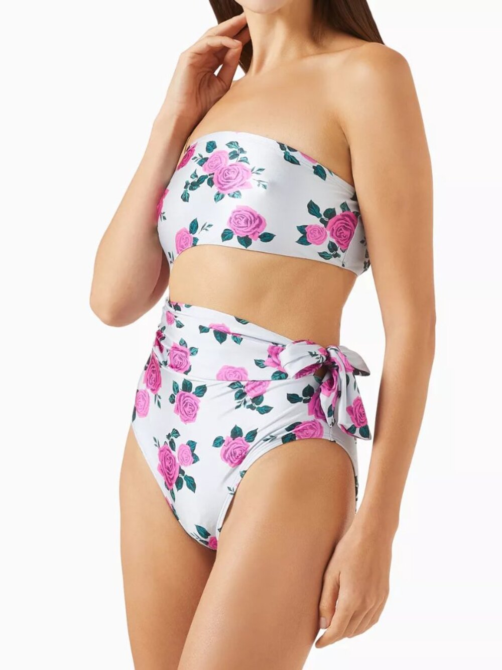 Good American Strapless Cutout One Piece Swimsuit Vintage Rose L NWT